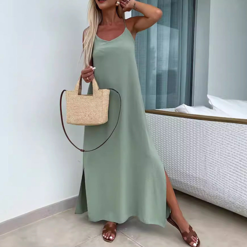 Robe longue femme à bretelles fines – Style été chic et décontracté