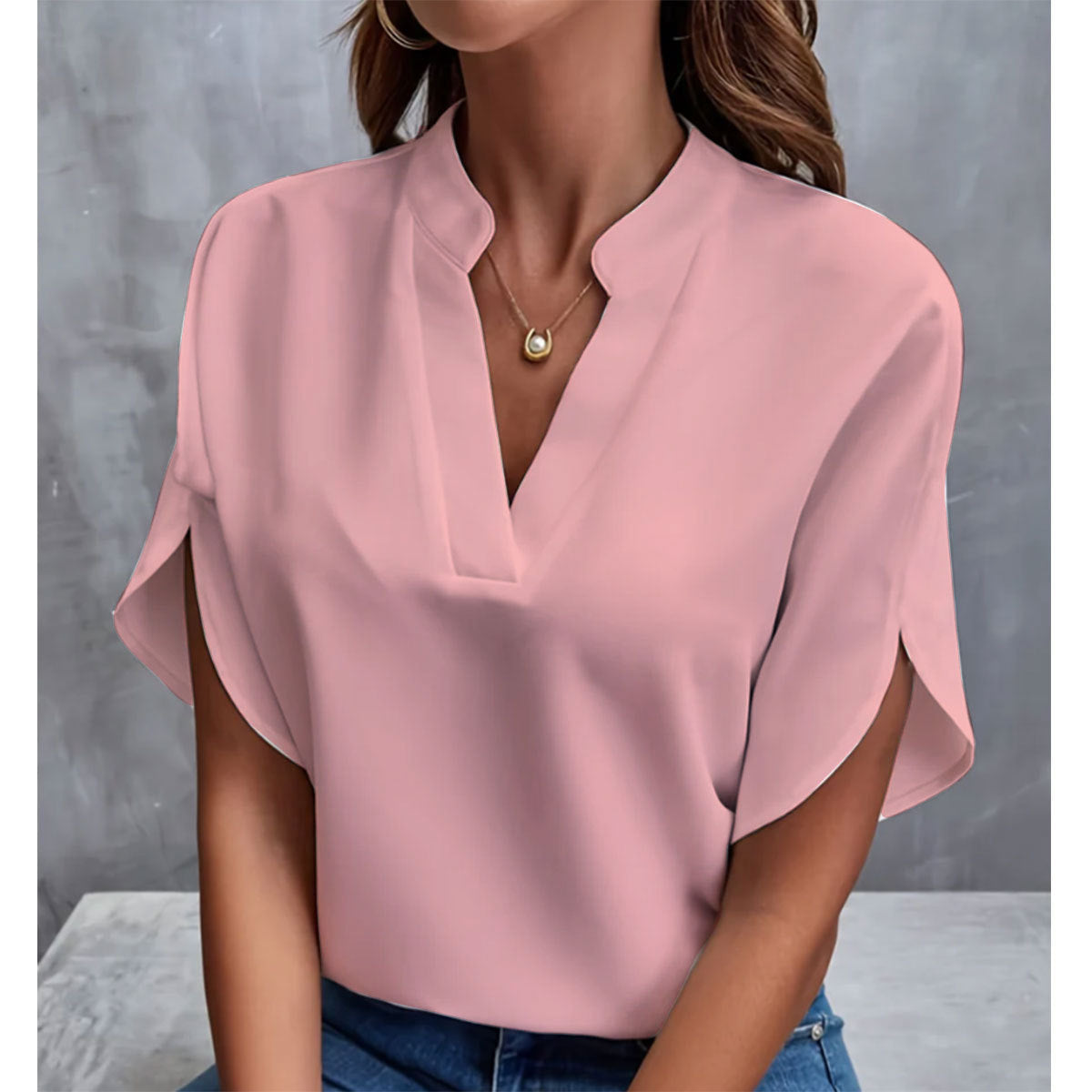 Blouse légère et polyvalente à manches courtes pour femme