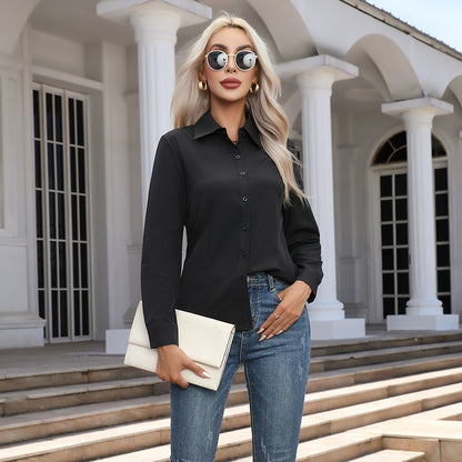 Haut boutonné classique à col chemise, style décontracté chic