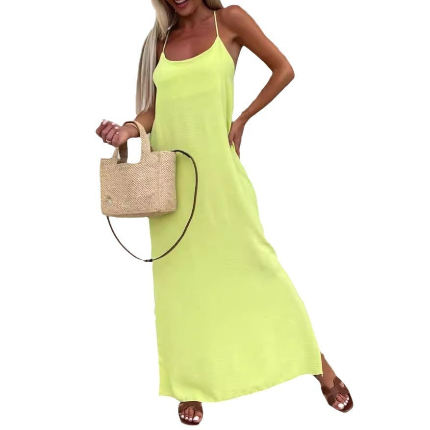 Robe longue femme à bretelles fines – Style été chic et décontracté