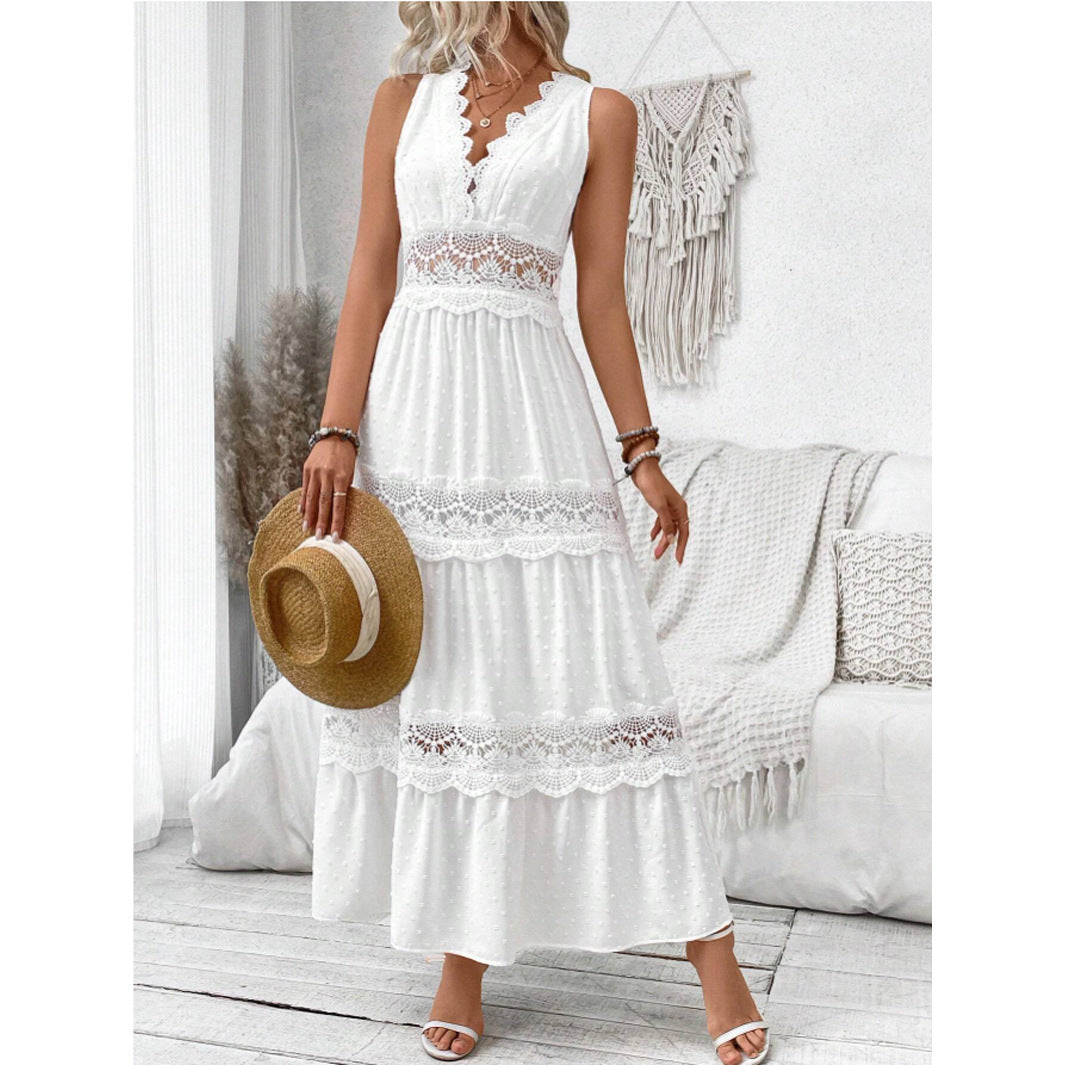 Robe femme élégante – sans manches, col en V