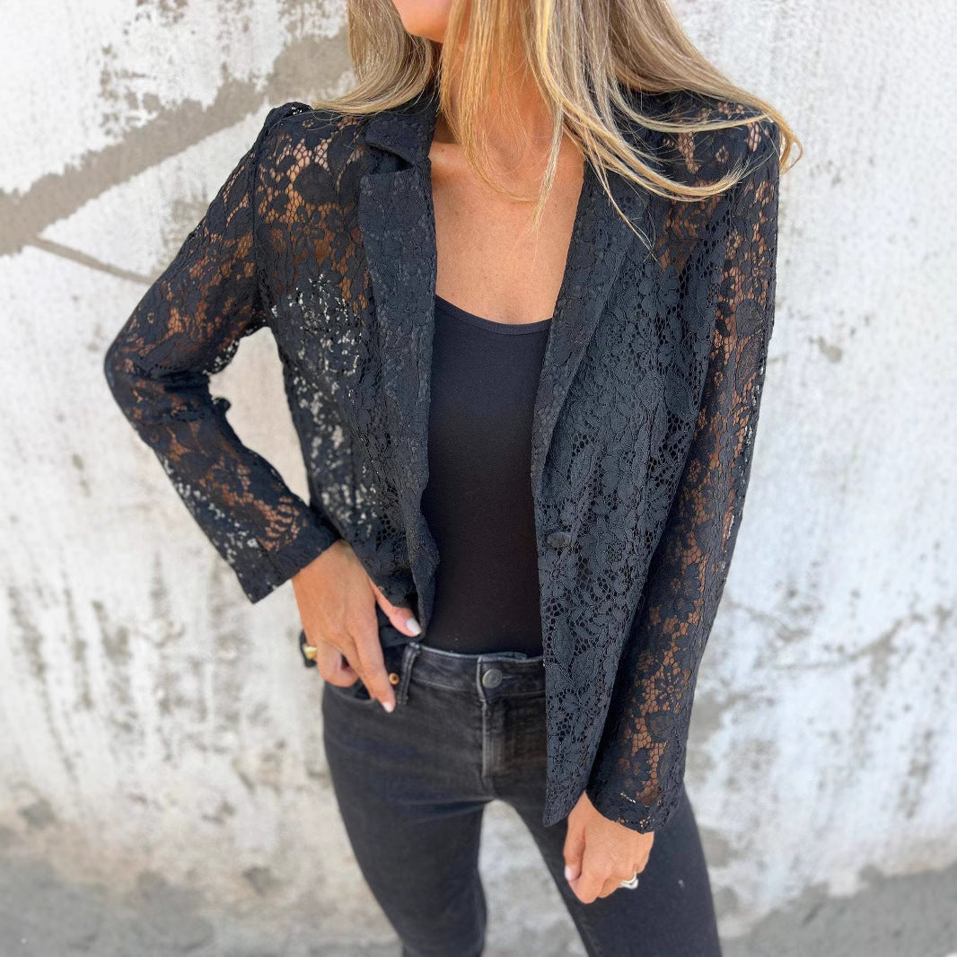 Chemise-veste mode en dentelle féminine
