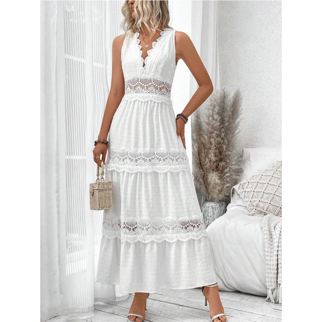 Robe femme élégante – sans manches, col en V