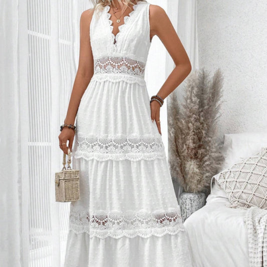 Robe femme élégante – sans manches, col en V