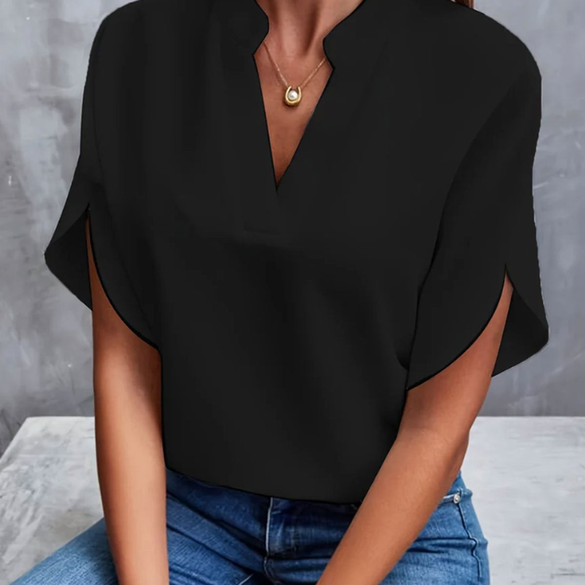 Blouse légère et polyvalente à manches courtes pour femme