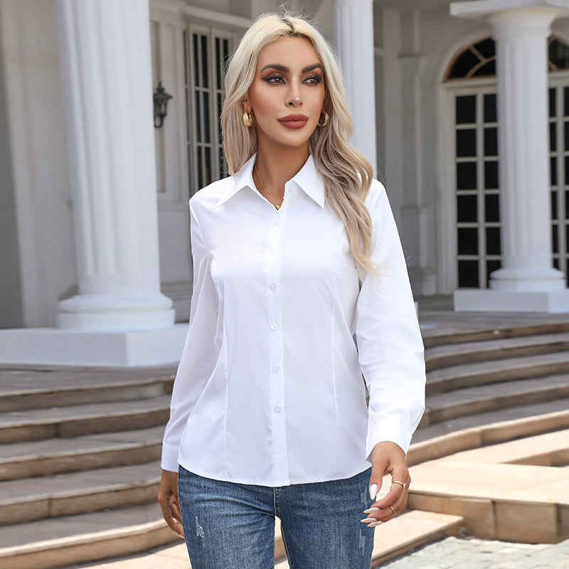 Haut boutonné classique à col chemise, style décontracté chic