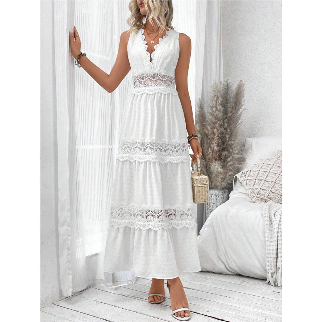 Robe femme élégante – sans manches, col en V