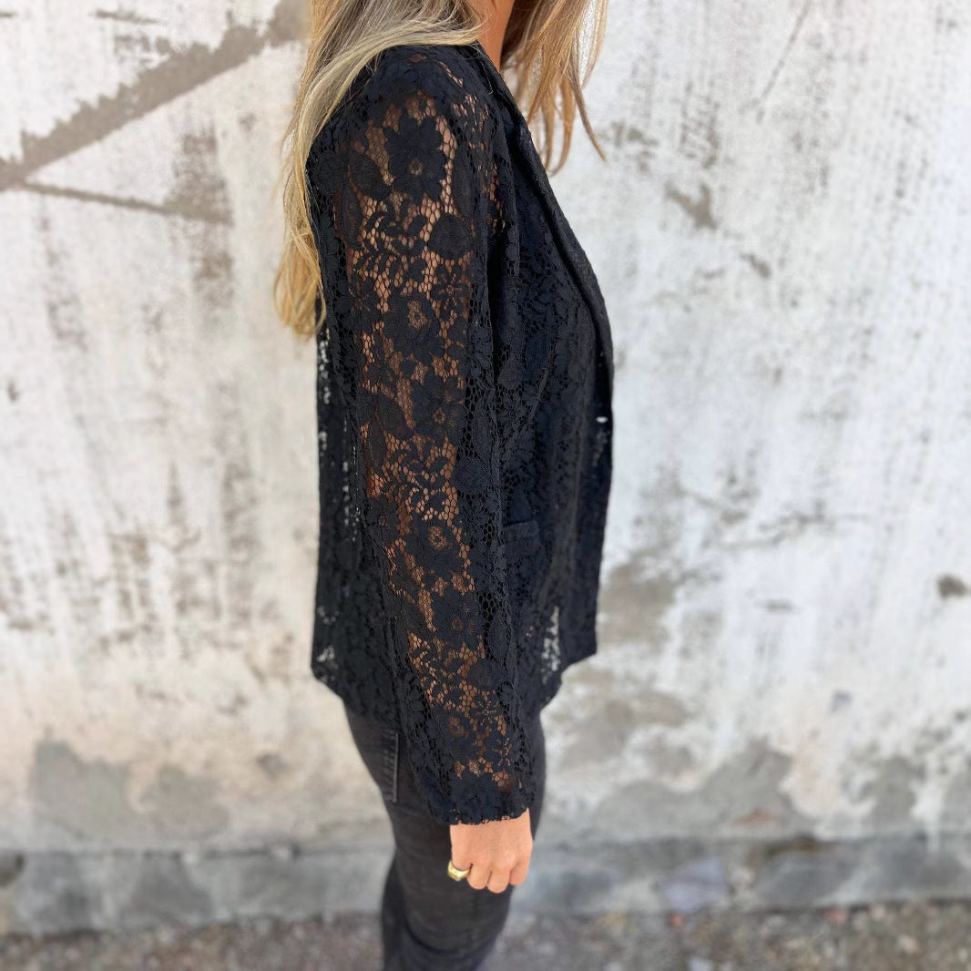 Chemise-veste mode en dentelle féminine