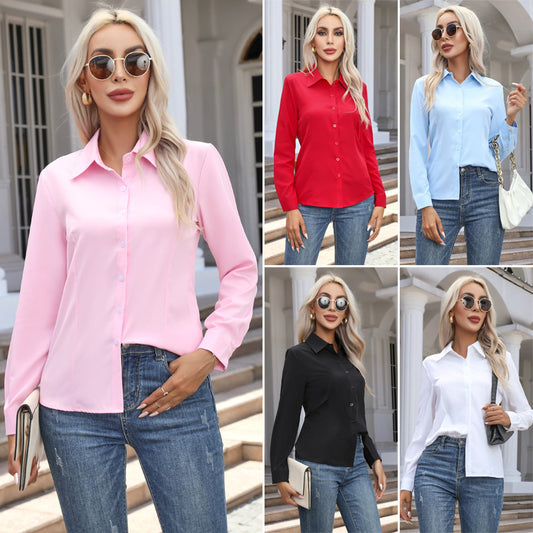 Haut boutonné classique à col chemise, style décontracté chic