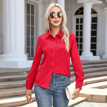 Haut boutonné classique à col chemise, style décontracté chic