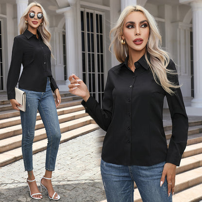 Haut boutonné classique à col chemise, style décontracté chic