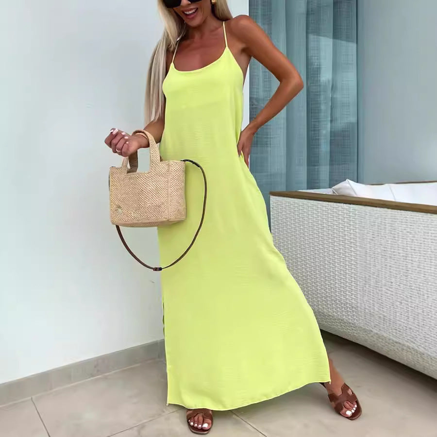 Robe longue femme à bretelles fines – Style été chic et décontracté